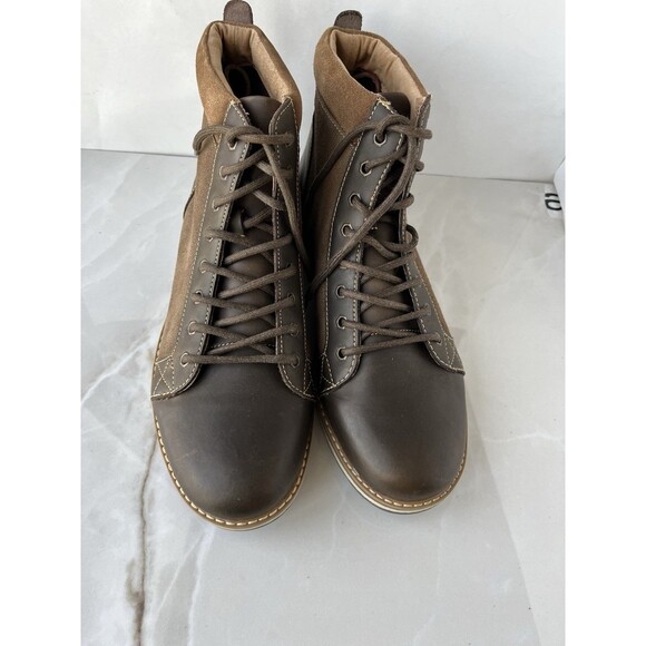 IZOD Legacy Men Brown Leather Ankle Boots Memory Foam Cushion Sz 12 M Lace Up main image 14